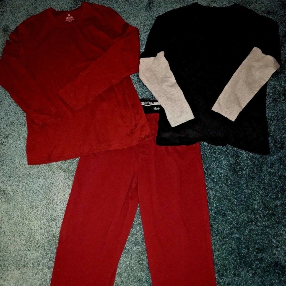 Hanes Separates-2 Tops-1 Pant-black/grey/maroon-M